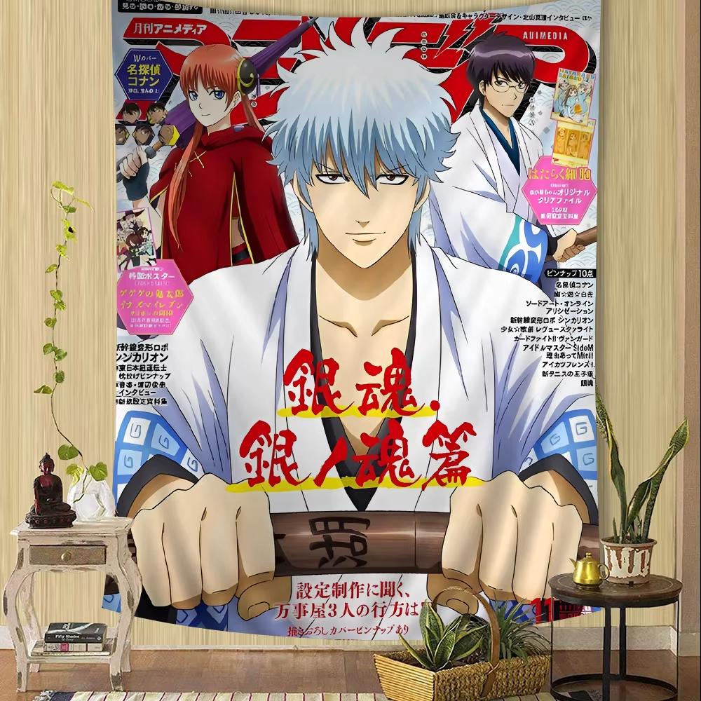 GINTAMA Anime Cartoon Tapestry Hanging Cloth Bedroom Wall Decoration Cute Poster Anime Tapestry Aesthetic Room Decor Home Decor 100X70CM