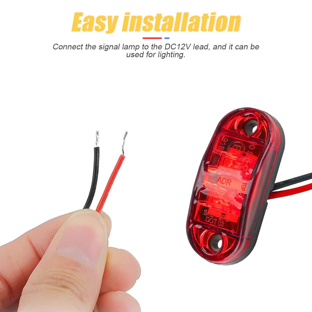 2Pcs 2.5 Inch LED Side Marker Lights, 2 LED Mini