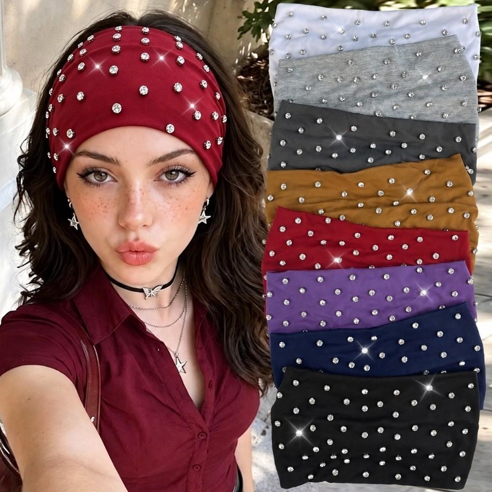 Wide Punk Rivet Hair Bands Soft Elastic Sports Headband Punk Studded Headband Hair Accessories