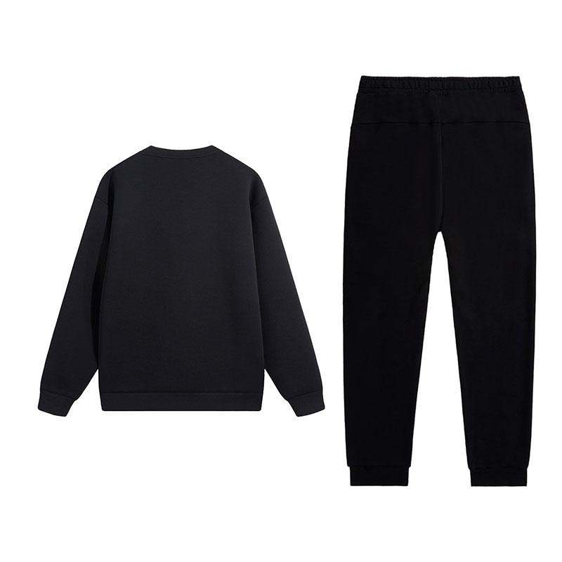 Li-Ning Letter Logo Printed Round Neck Pullover Sweatshirt And Comfortable Long Pants Set Men sweatshirt set AWDVH35-1+AKLUE31-1