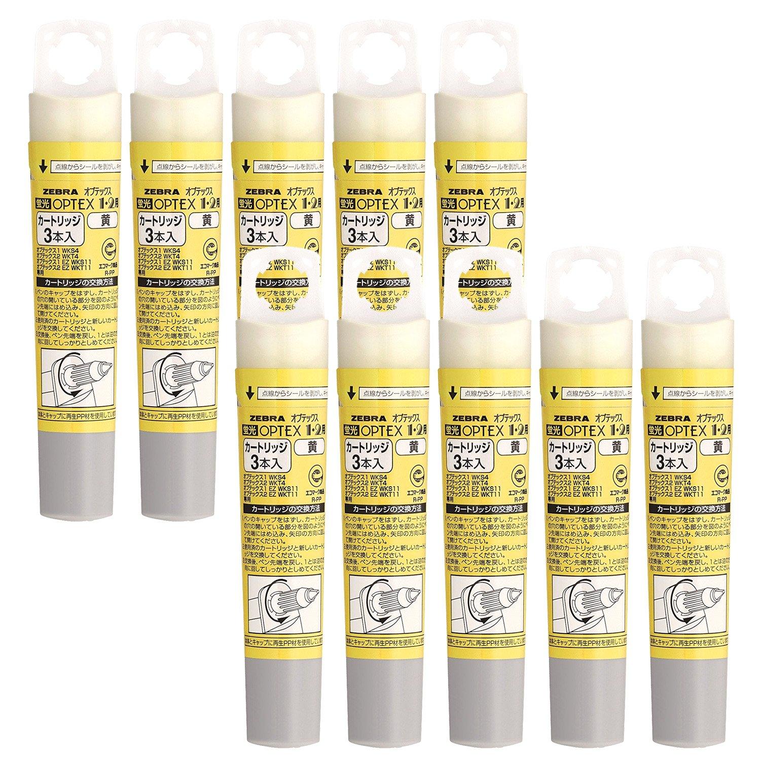 

Zebra Хайлайтер Optex 1 2 3 Картриджи x 10 Ручка, и Картриджи, Желтый, (B-RWK8-Y)