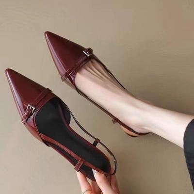 Stiletto weiblich spitz Lackleder neu hinten leer cool Slipper Retro Sommer Französisch Feenwind Taschenkopf Sandalen