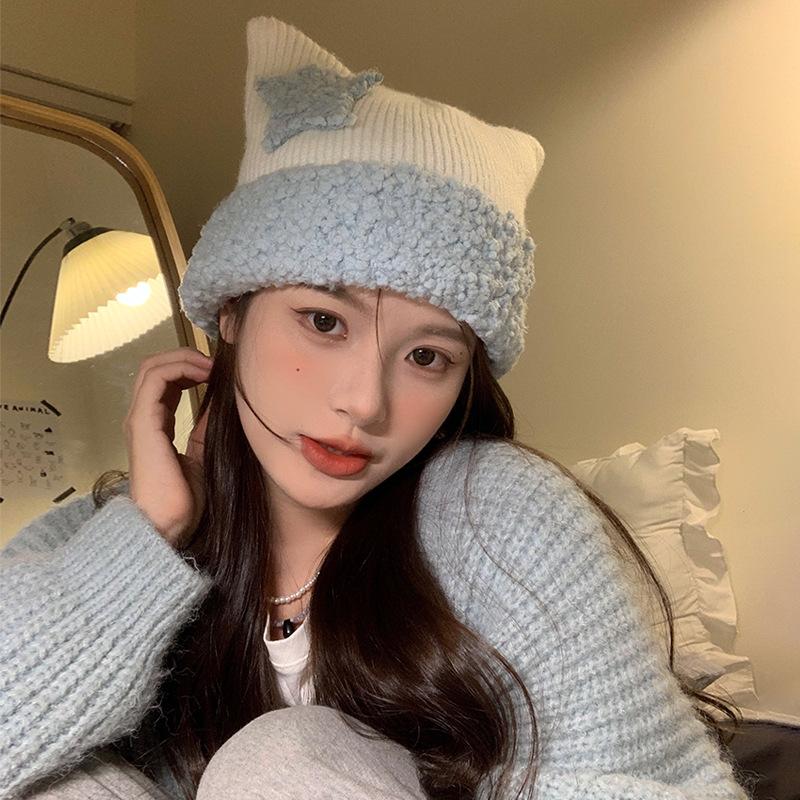 Ear Trendy Cat Knit Cap For Men And Women Offering Warmth And Comfort In Various Cute Color Combinations