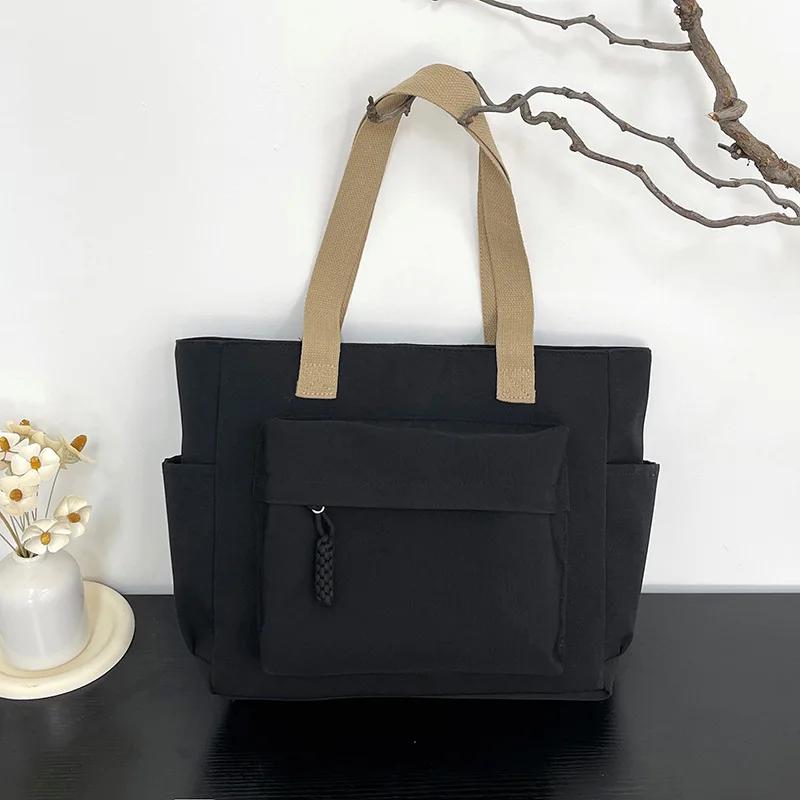 

Nyl Tote Bag with Multiple Pocket Lightweight Foldable Design for Office Commute Shopping Fitness Storage Handbag Shoulder Bag