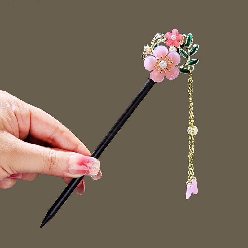 Nouveau Style Chinois Éventail Banane Gland Bâton à Cheveux Gland Fleur Costume Ancien Hanfu Vintage Accessoires Bâton à Cheveux Bombé Cadeaux