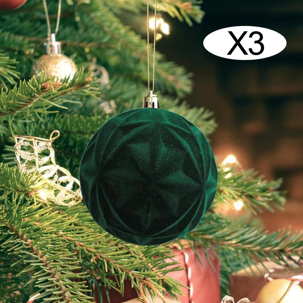 3 Pieces Flocked Christmas Ball Ornaments Christmas Baubles for Holiday Home