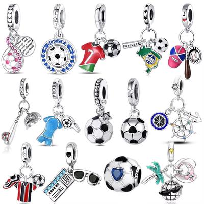 Charms Kupfer Original Fußball Kokospalme Baseballkappe Perlen Passend für Armband Damen Schmuckherstellung DIY Feines Geschenk