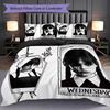 1PC Wednesday pattern Bedding Quilt Set Quilt Cover Pillowcase Home Decoration Birthday Gift (1 * duvet cover + 2 * pillowcase, without core)