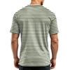 Men's Casual Quick-Dry Short Sleeve Shirt with Round Neck Lightweight Mesh and Striped Design