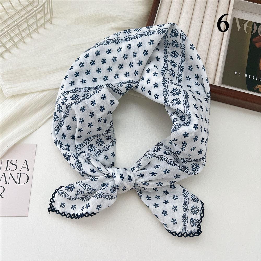 French Cotton Linen Square Hair Scarf Women Girls Spring Summer Korea Hair Band Sweet Scarf Kerchief Girl Headscarf Headdress
