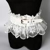 Women Belt Embroidery Lace Splicing Adjustable Fit Wide Elastic Belt Breathable Lace Imitation Leather Waistband Versatile Accessory
