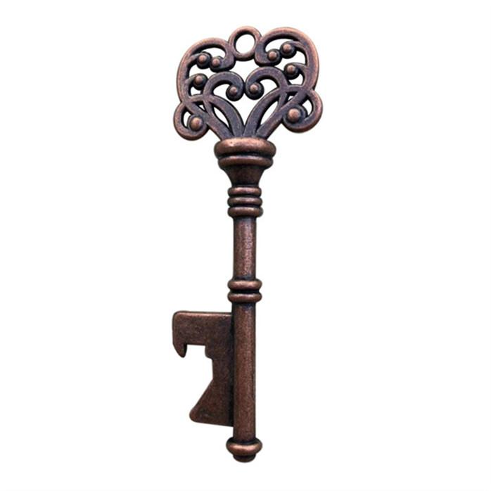 Vintage Key-Shaped Metal Bottle Opener with Keychain Accessory