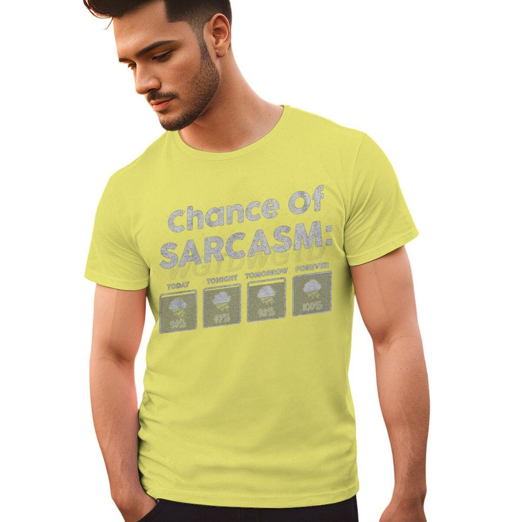 Chance auf Sarkasmus Heute Print T-Shirt Herren Damen Vintage Humor Streetwear Kurzarm Rundhals Lustig Kleidung Herren