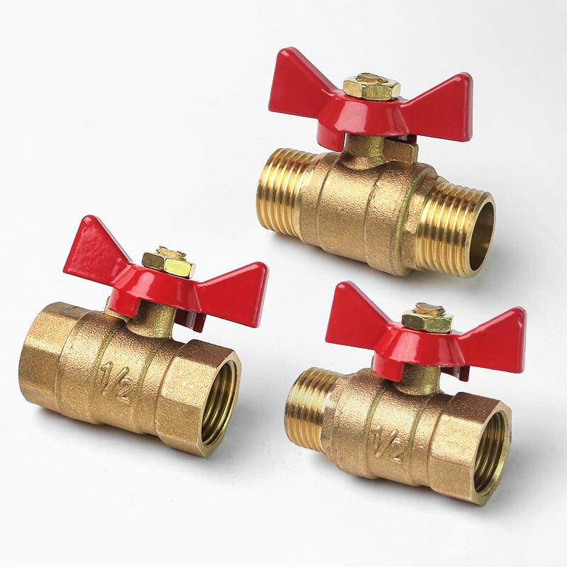 1pc Butterfly Stem Brass Ball Valve 1/4" 3/8" 1/2" BSP Threaded Male To Female Air Compressor Water Gas Oil Shut Off Valve