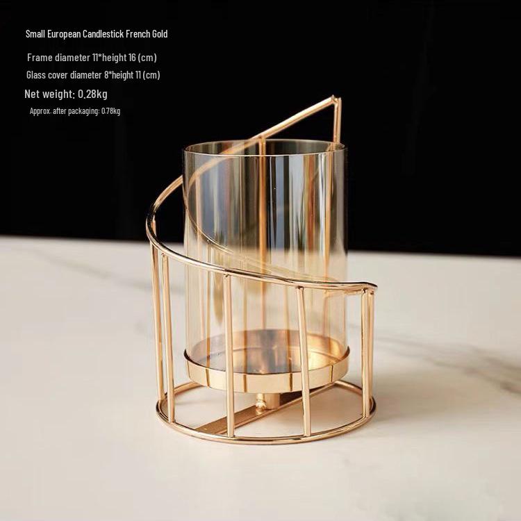 Nordic Romantic Wrought Iron Candlestick Holder - Elegant Candlelight Decor for Living Room & Dining Table