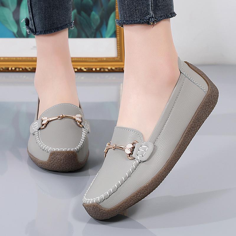 

Women Black Moccasins Driving Shoes Flats Casual Nurse Shoes Loafers Simple Soft Grey Office Shoes Large Size EU:41 сірий