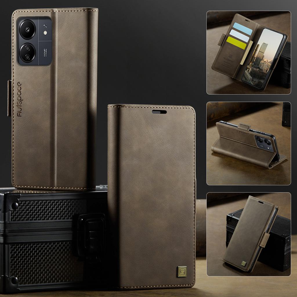 For Xiaomi Poco C65 (4G) Wallet Case with Card Slots & Kickstand, 360° Protection Leather Case