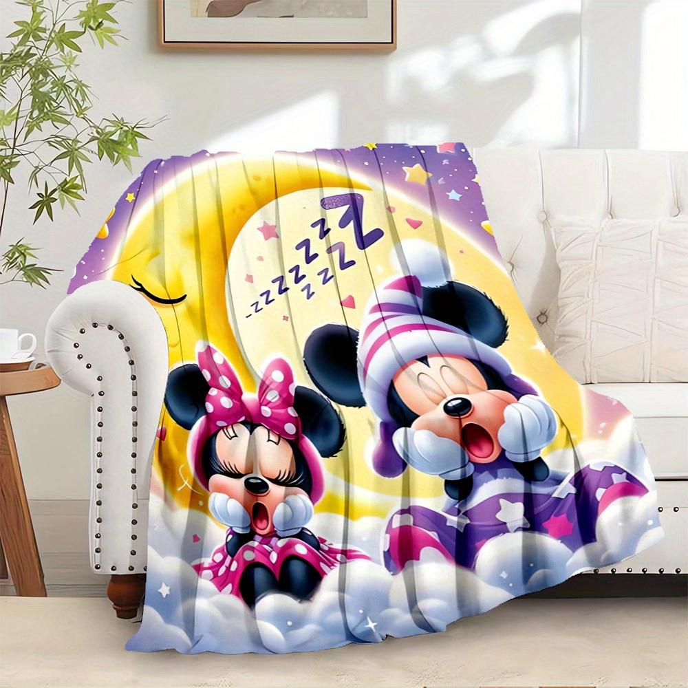 1pc Flannel Minnie Mouse and Mickey Mouse Bedtime Cloud Pattern Bedding Throw Blanket Sofa Cover Gift Home 75x90cm