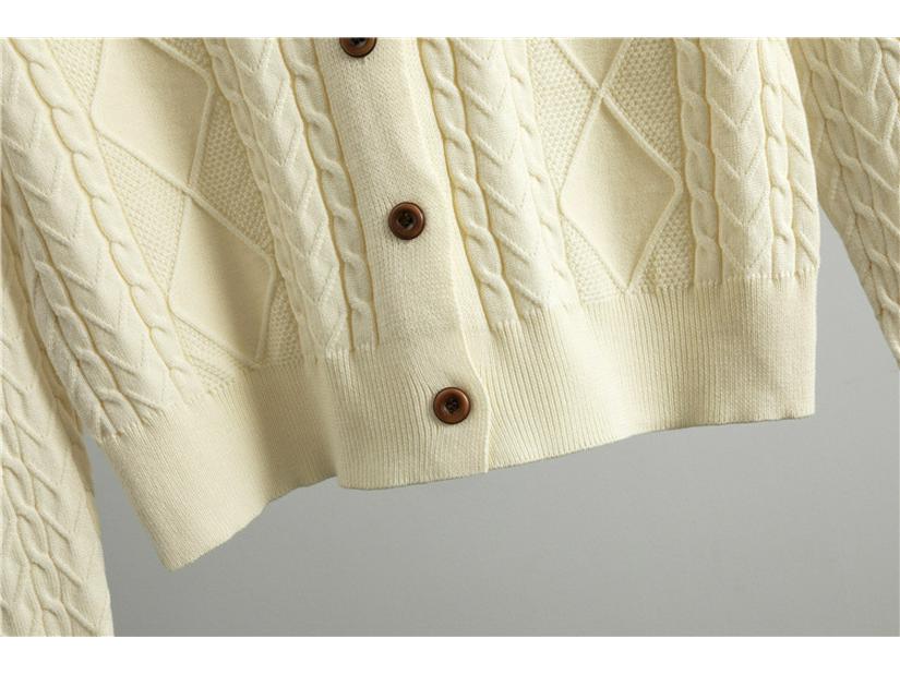 Women's Retro Cable Knit Two-Piece Set: Cardigan & Long Skirt