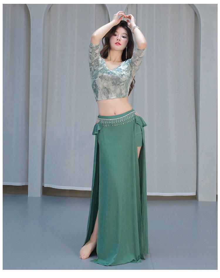 Oriental Mesh Print Belly Dance Performance Dress Set for Women