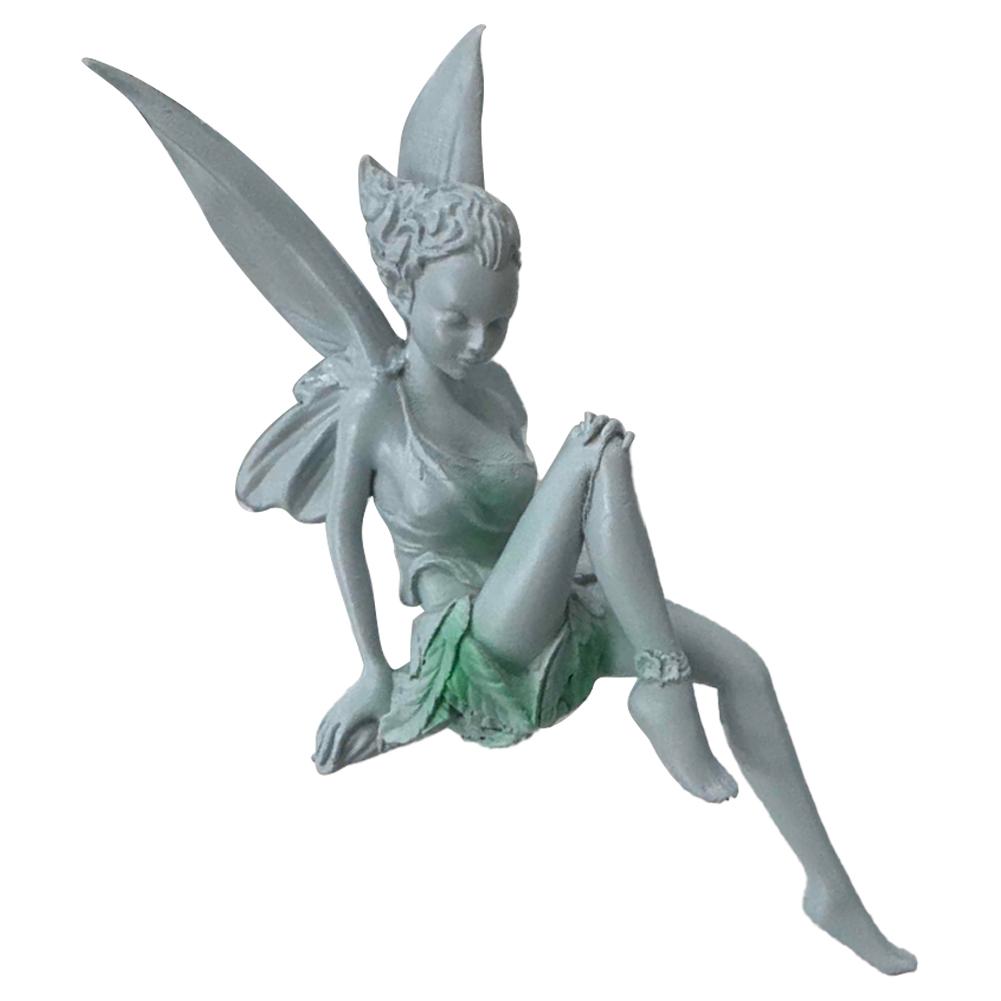 1 STÜCK Blumenfee Harzhandwerk Ornament Sitzende Engel Flügel Statue Für Gartendekor Rasen Brunnen Teich Langlebige Dekoration Geschenk