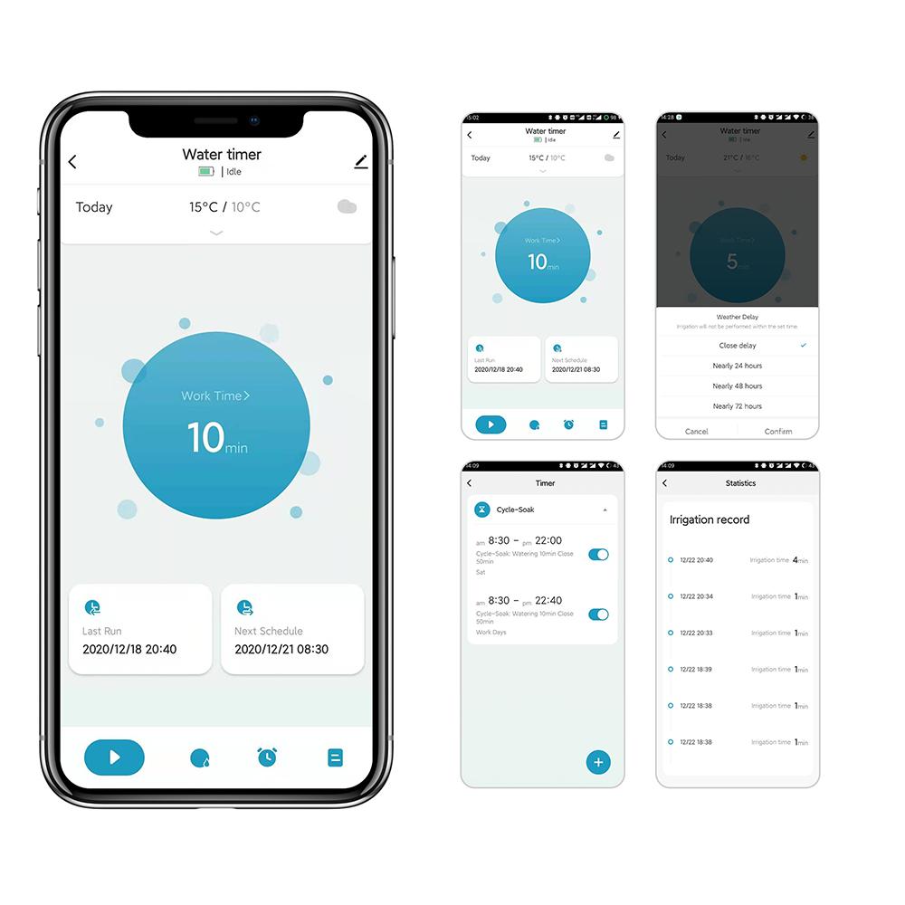 Automatic Water Timer with Gateway Dual Garden Hose Watering System Remote Sprinkler Programmer Support Alexa