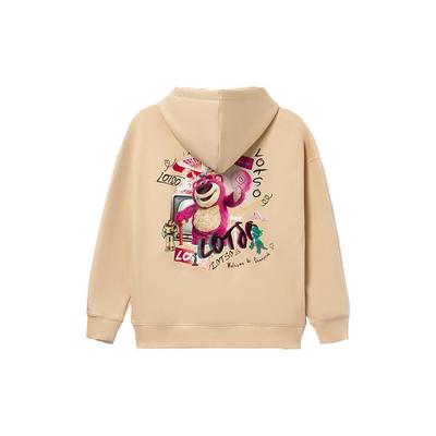 Li Ning X Disney Toy Story Collaboration Strawberry Bear Series Cartoon Pattern Fleece Pullover Hoodie Women Hoodies Amber-Apricot AWDR756-2
