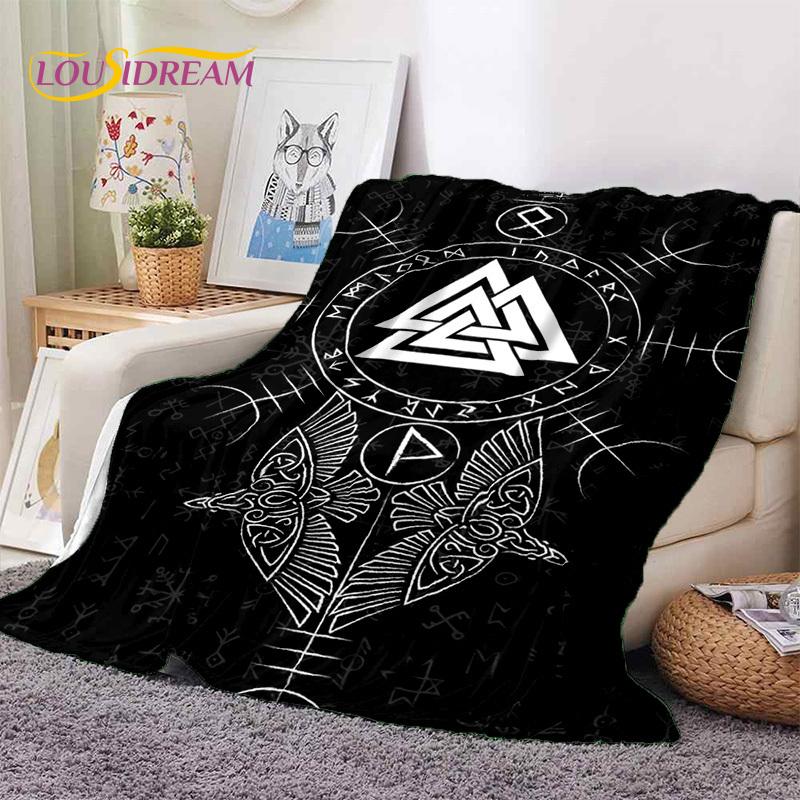 Nordic Viking Odin Valhalla Valknut Soft Blankets,Keep Warm Throw Blanket Comfortable Blanket for Picnic Beds Sofa Home Bedroom