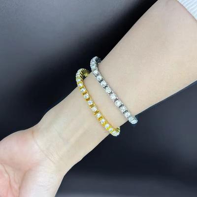 Women's 4mm Zirconia Tennis Bracelet Crystal Charm Thin Chain Fashion Accessory for Wedding Designer