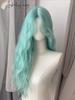 Peluca Ashely Azul Verde para Mujer 24 pulgadas de Largo Cabello Ondulado Peluca Fibra Sintética de Alta Calidad Pelucas Lolita Verde Menta Frescas Modernas Pelucas