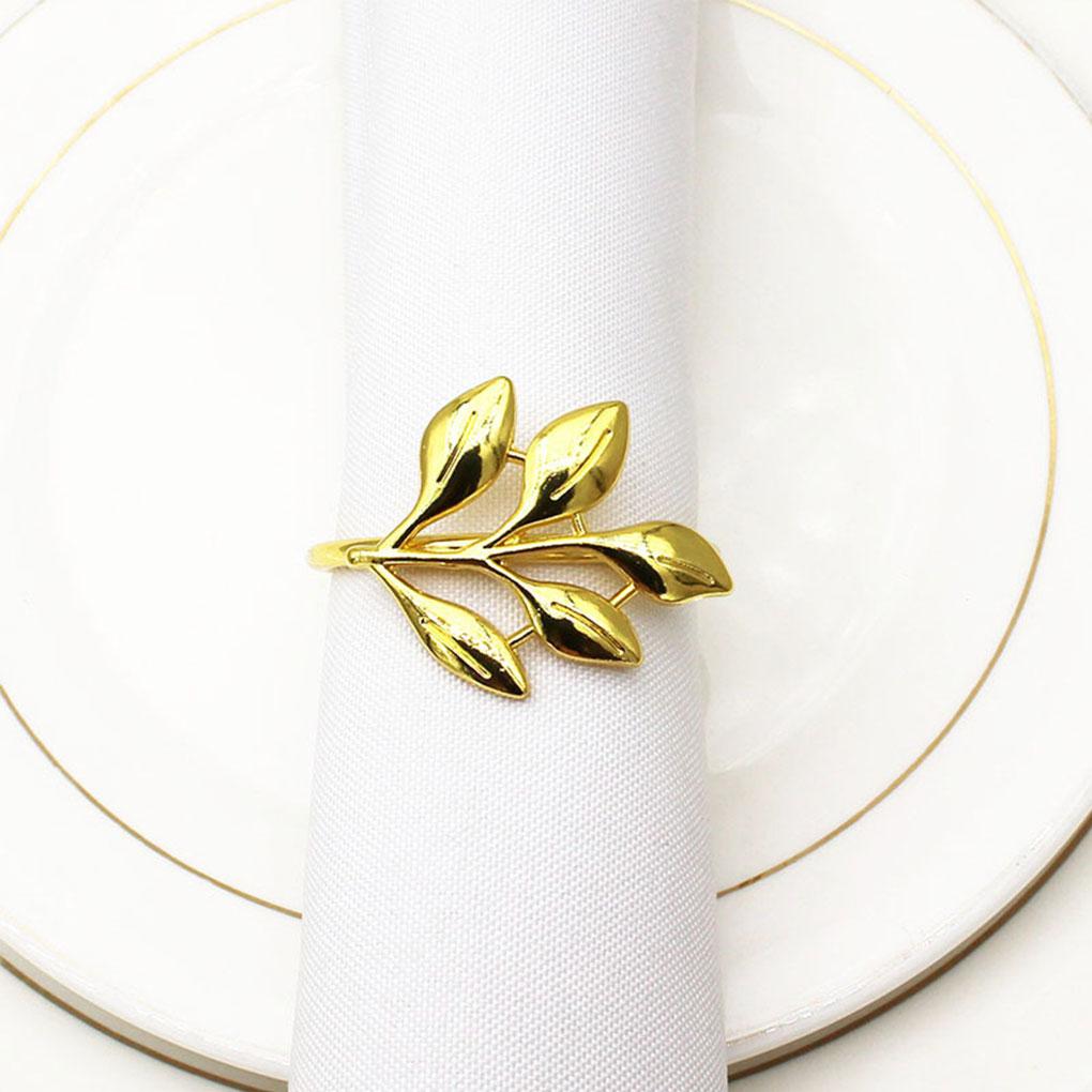 Valentine Napkins Plated Leaf Design Buckle Holders Napkin Rings Decorations Table Setting for Everyday Use Party Supplies