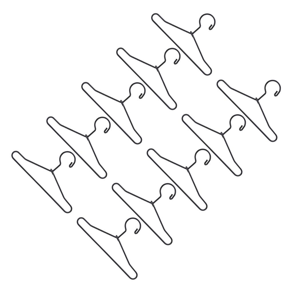 10Pcs Doll Clothes Hangers Metal Miniature Mini Cute Cartoon Closet Decor Accessories Black 65mm