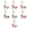 Keychain Pendant Chinese Style Rhinestones Inlaid 3D Chinese Zodiac Horse Design Key Chain Metal Charm Bags Keyring