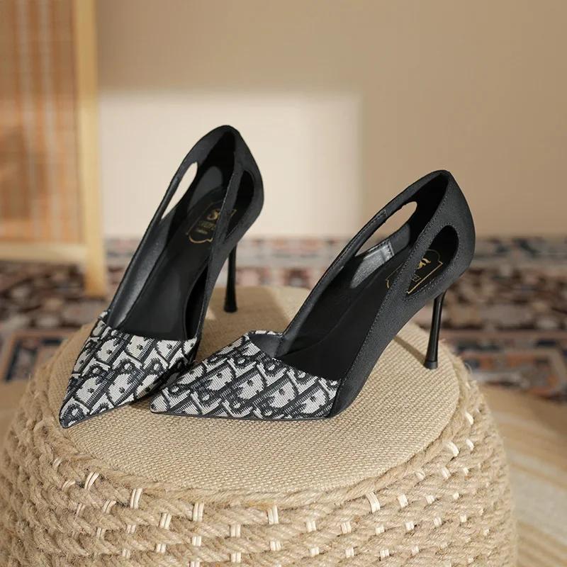 Fashion Embroidered Ladies Sandals Fashion Pointed Heeled 2024 New Luxury Heeled High Heeled Women's Shoes