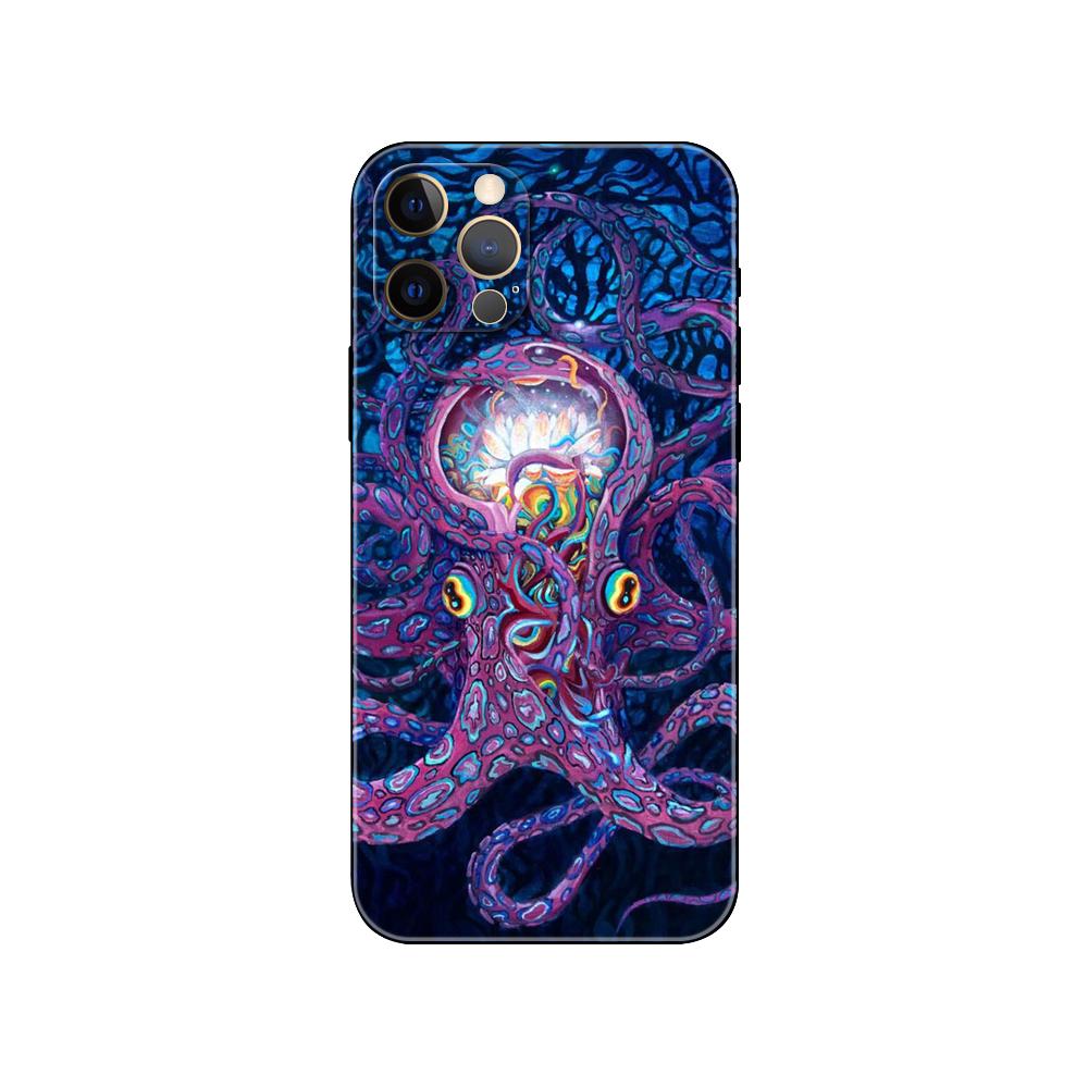 Octopus Cute Phone Case for Iphone 5 5s 2020se 6 6s 7 8 Plus X 10 XR XS 11 12 13 Mini Pro MAX Black Tpu Back Cover