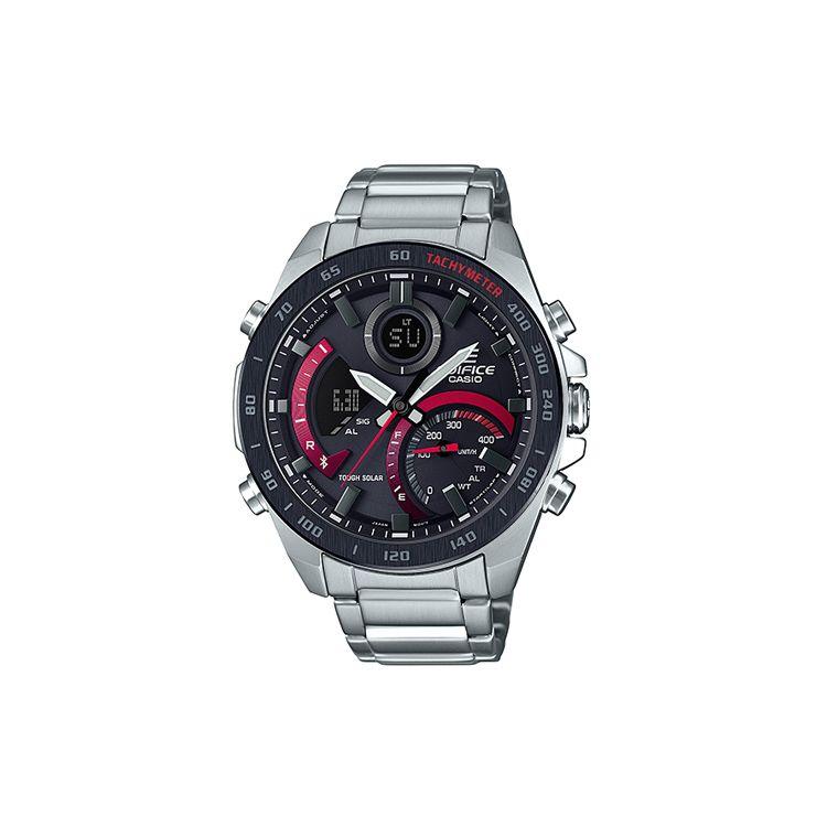 

Casio Edifice Series Color Block Business Casual Bluetooth Solar Quartz Movement Stainless Steel Strap Men watches Black ECB-900DB-1A Regular Watch Box,Silver Strap