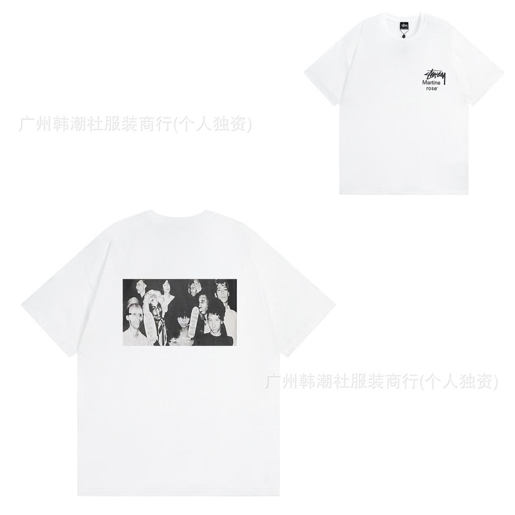 [2] American trendy brand short-sleeved t-shirt black and white collection printed short-sleeved t-shirt casual couple men and women of the same style
