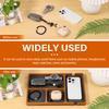 Wooden Office Desktop Storage Box Valet Tray with 4 Compartment Solid Wood for Glasses Mobile Phone Earphones Sundries Organizer