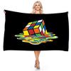 Water Digital Art Game Rubik's Cube Beach Towel Colorful Quick Dry Portable Soft Absorbent Multi-Purpose Towel Girls Women Kids