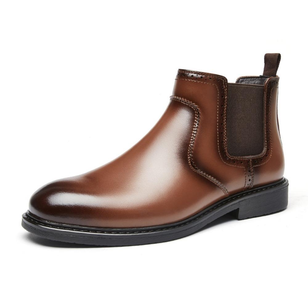 Men Casual Shoes Genuine Leather Chelsea Boots British Style High Top Martin Boots Trendy Autumn Winter