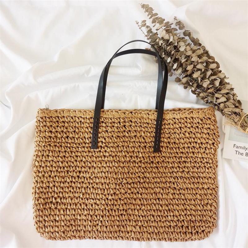 

Женская вязаная соломенная сумочка 48cm*15cm*30cm хаки