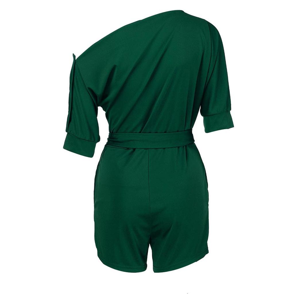 Women's Sexy Off Shoulder Ruffle Short Romper Fashion Casual Jumpsuit