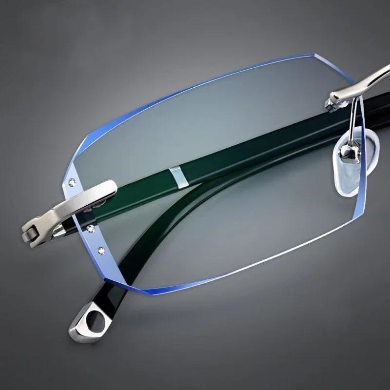 New Frameless Diamond Cut Edge Reading Glasses for Men Ladies Ultra Light High-Definition Anti Blue Light Presbyopia Eyeglasses