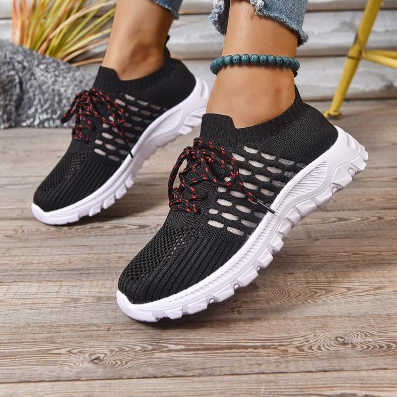 Fashion Spring Autumn Breathable Mesh Sneakers Woman Non-Slip Lightweight Solid Sports Shoes Women Casual Plus Size Lace Up Shoes Female