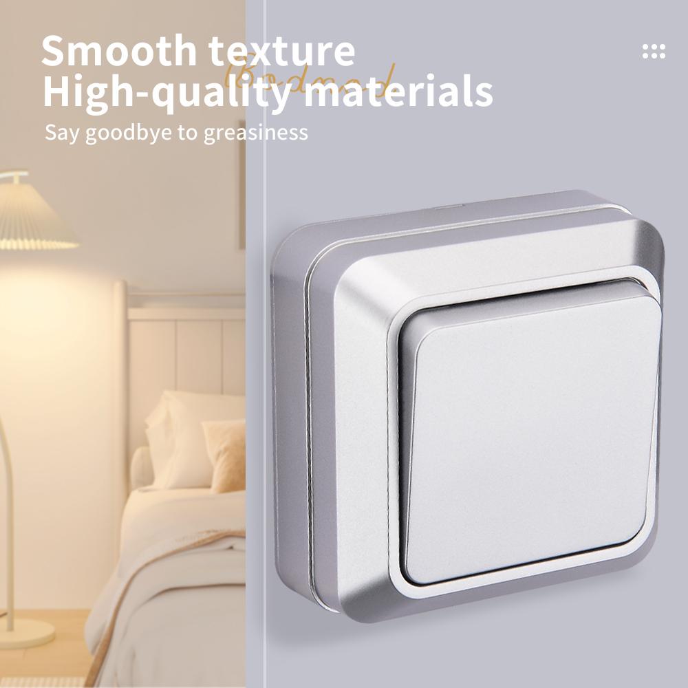 WESA Silvery Wall Surface Button Light Switch EU Spray Paint Plastic Outdoor 1 Gang 1 Way Wall Exterior Rocker On / Off Switch