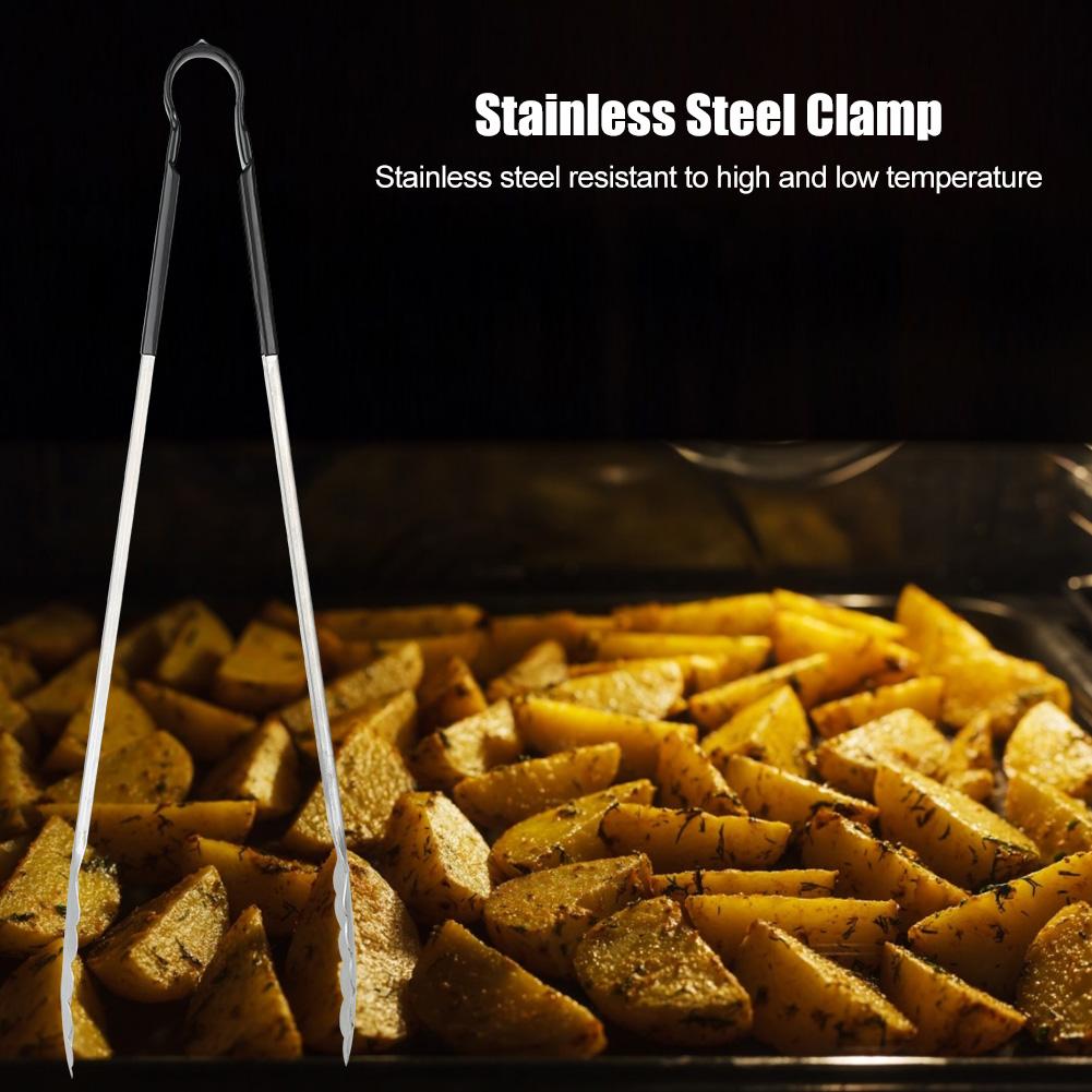 Stainless Steel Black Handle BBQ Grill Food Clip Anti-scald Barbecue Clamp Accessory Tongs Tool