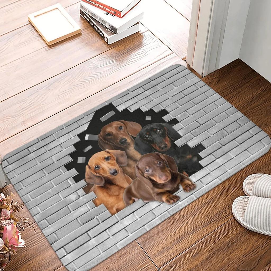 Modern and Fun Dachshund Patterns DoorMat, Non-slip Carpet, Suitable for Living Room, Bedroom, Bathroom, Holiday Home Decoration