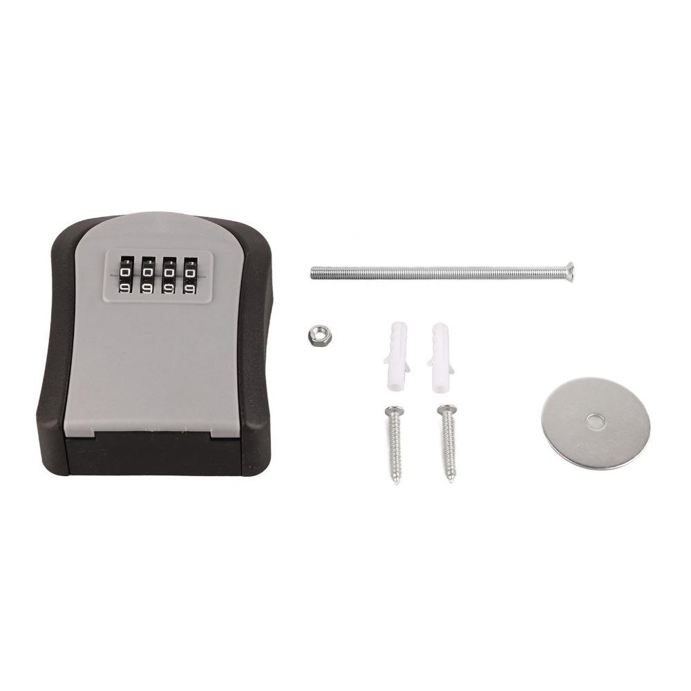 Safe Waterproof Combination Lock Box ABS Grey Key Storage Lock Box 4 Digit Key Lock Box Home