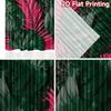 2D Flat Printing 2pcs Curtain Party Curtain Tropical Green and Pink Leaves Digital Printed Polyester Drapes Festive Curtains