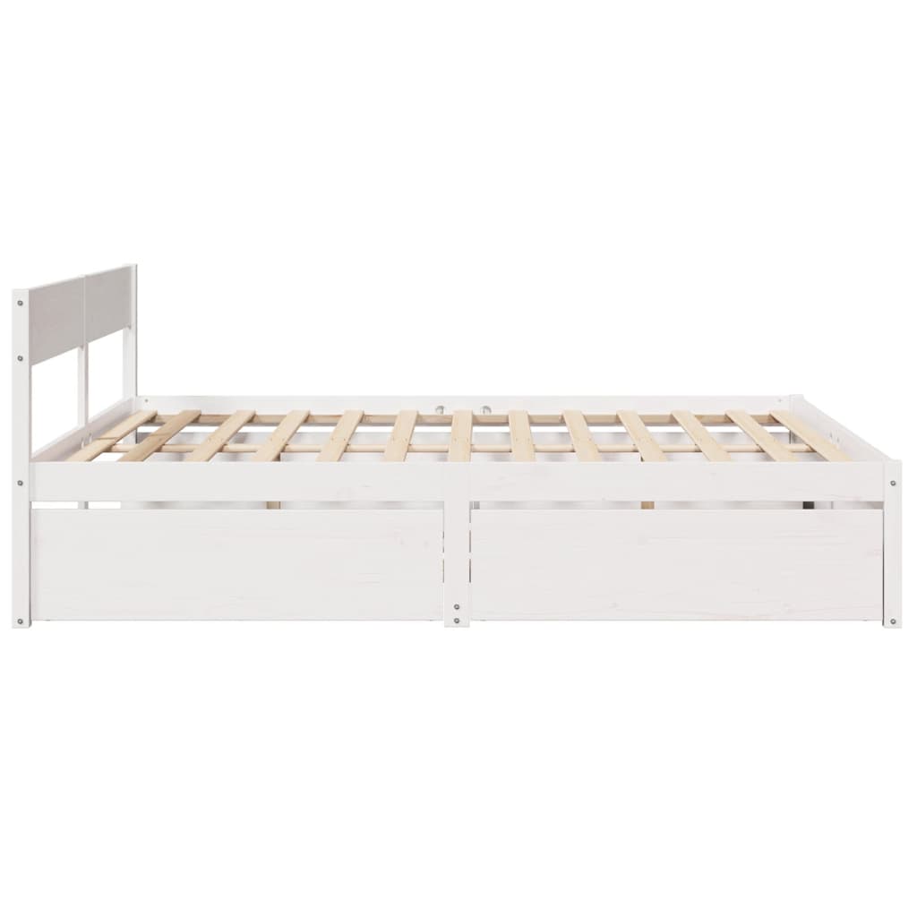 Vidaxl Bed Frame Without Mattress, White, 180X200 Cm, Solid Pine Wood